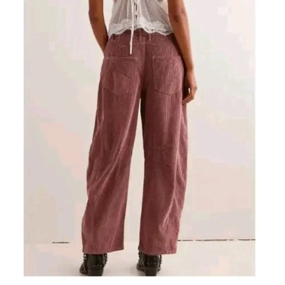 Free People We The Free Good Luck Mid-Rise Cord Barrel Jeans 29 NEW - Picture 2 of 5